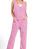 Zenana Mineral Washed Adjustable Strap Overalls/Jumpsuit - Pink - Small - Large