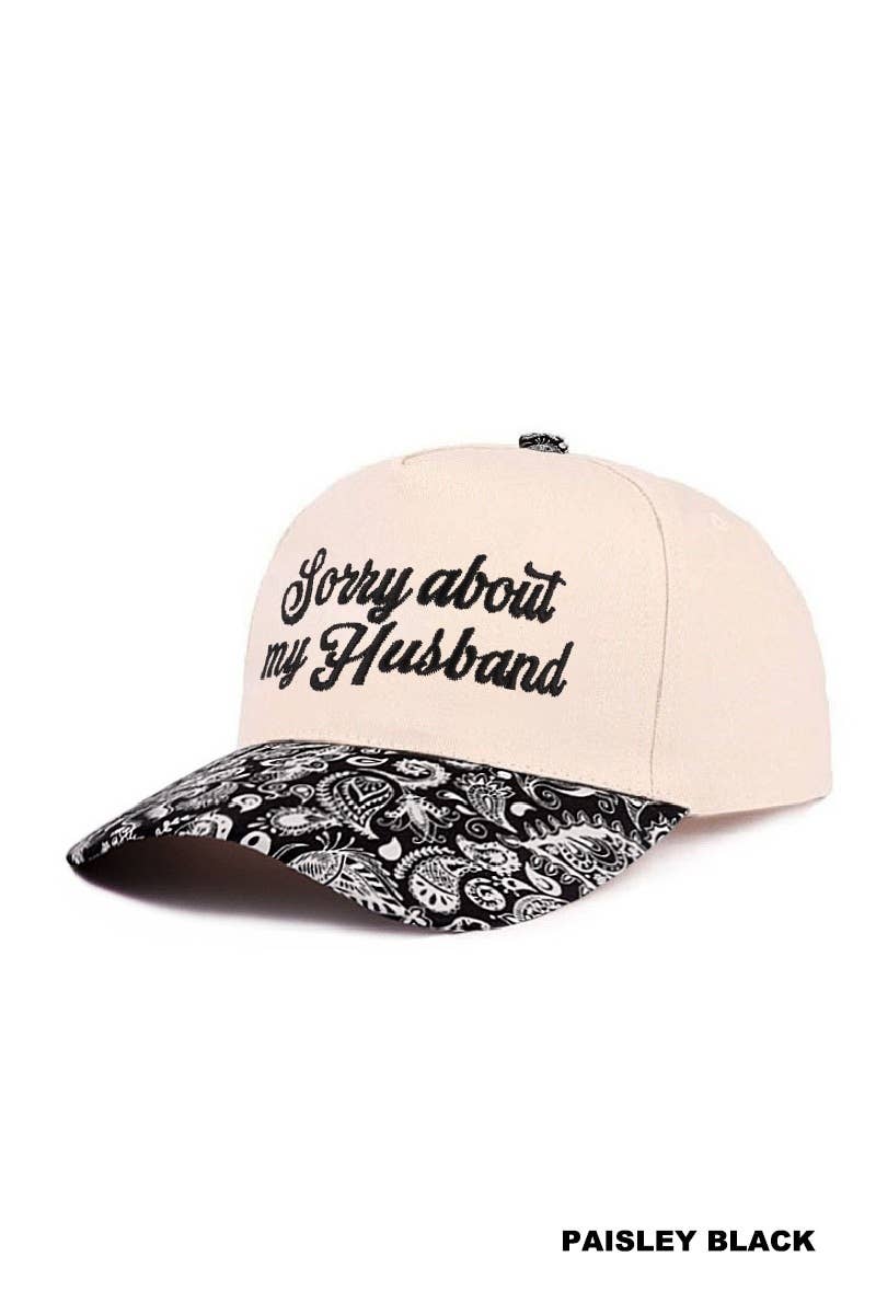 Sorry About My Husband Two Tone Canvas Cotton Cap  Zenana : COW/ OS