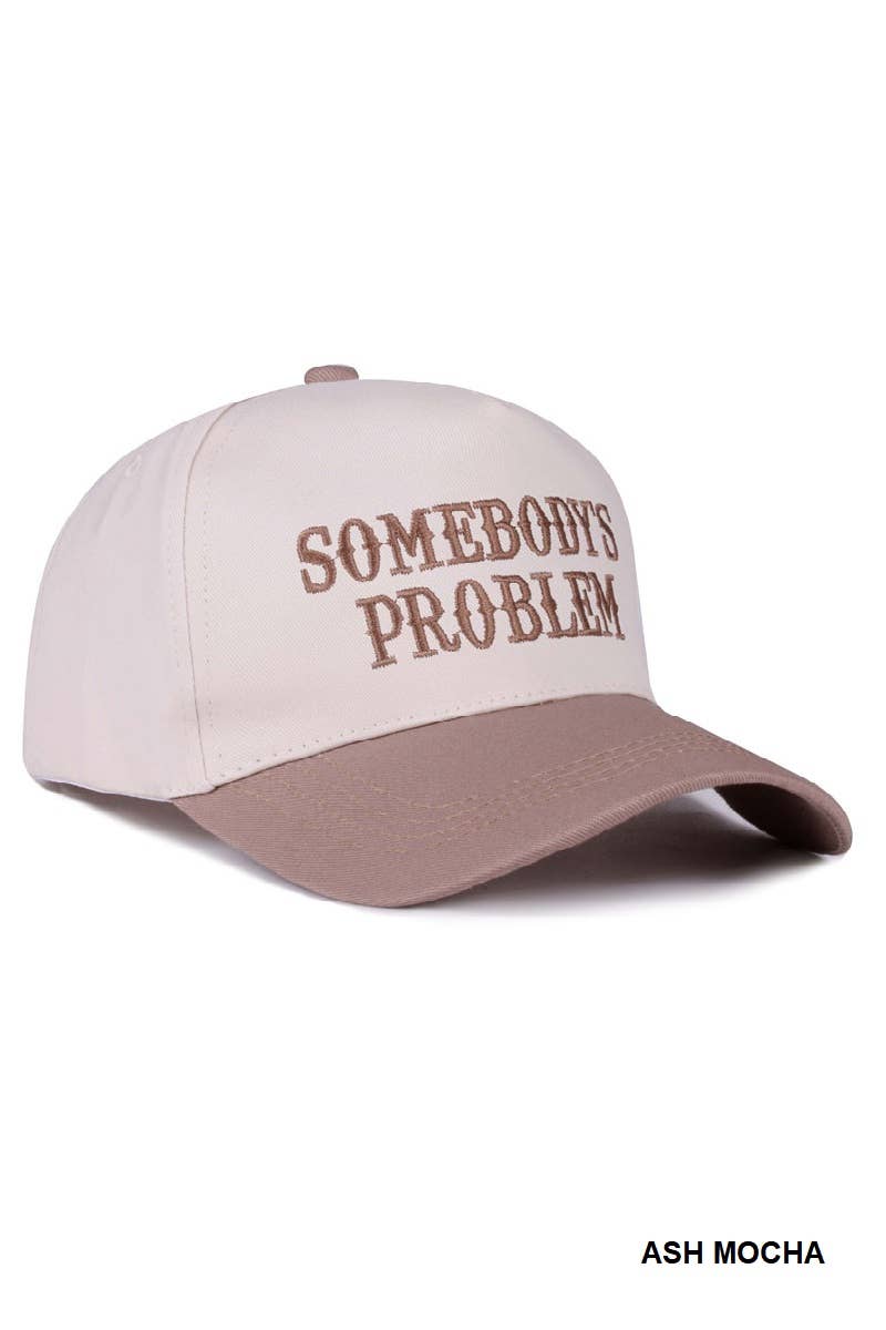 Zenana Somebody's Problem TwoTone Canvas Cotton Cap: COW / OS