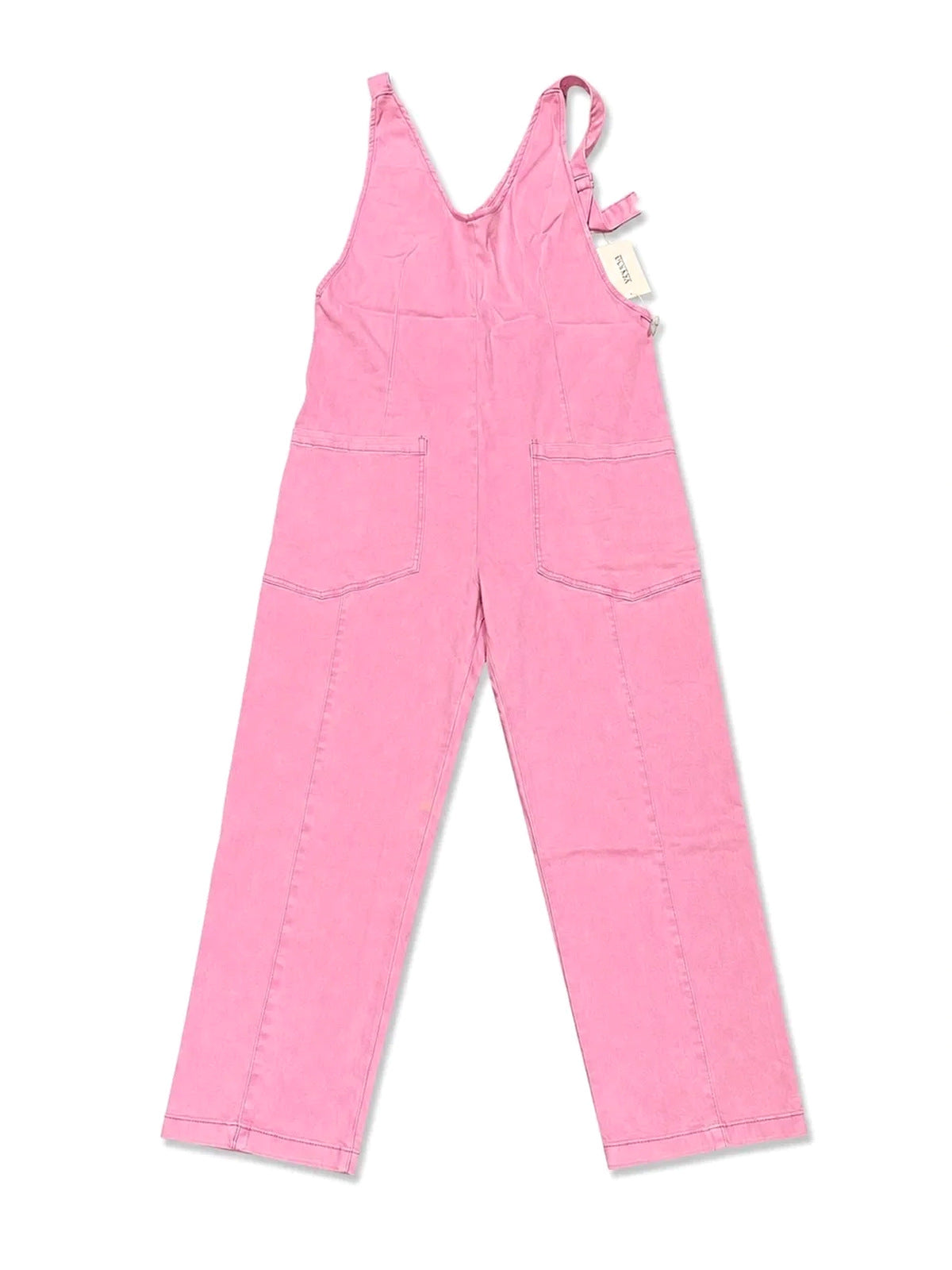 Zenana Mineral Washed Adjustable Strap Overalls/Jumpsuit - Pink - Small - Large