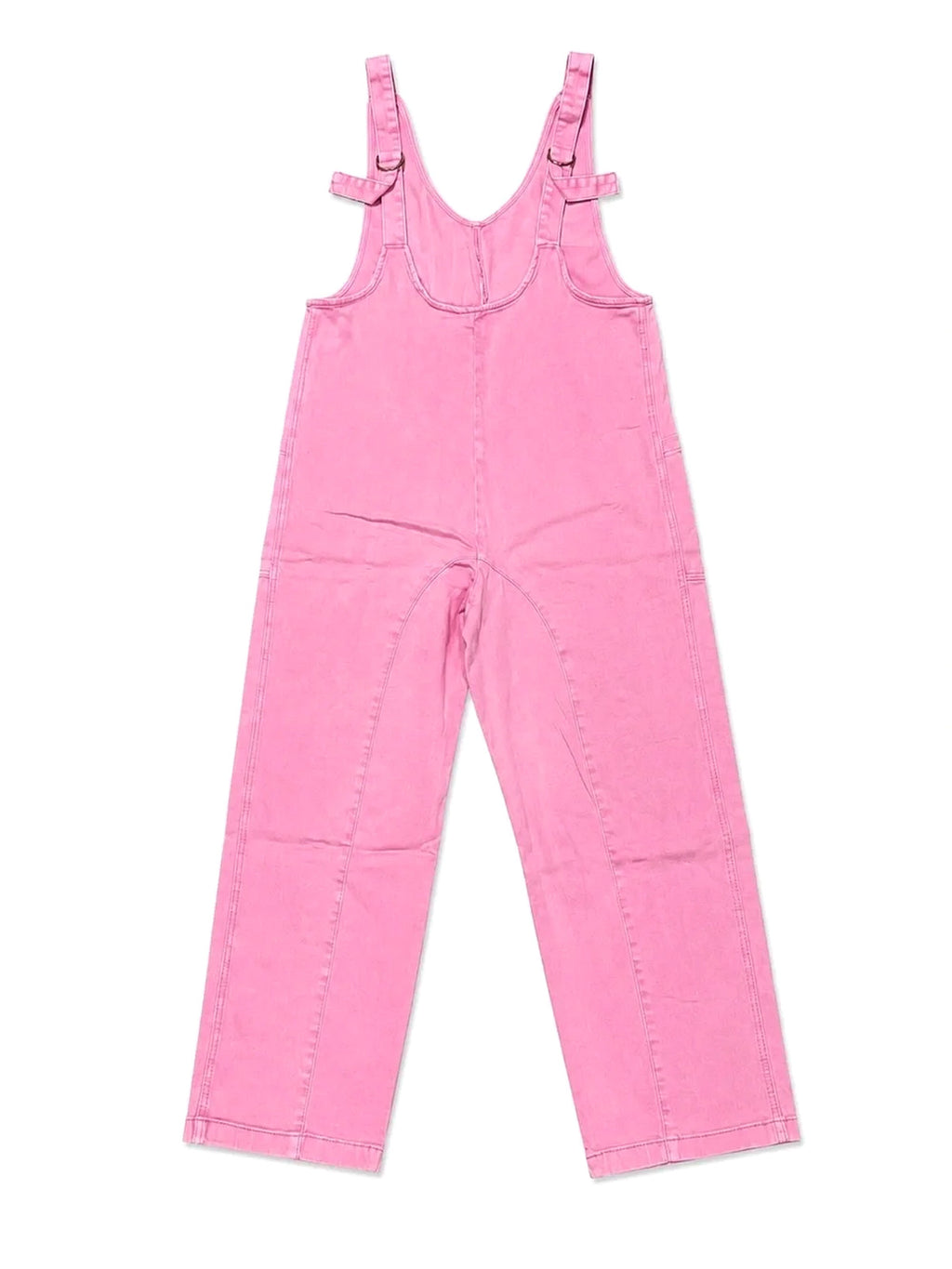 Zenana Mineral Washed Adjustable Strap Overalls/Jumpsuit - Pink - Small - Large