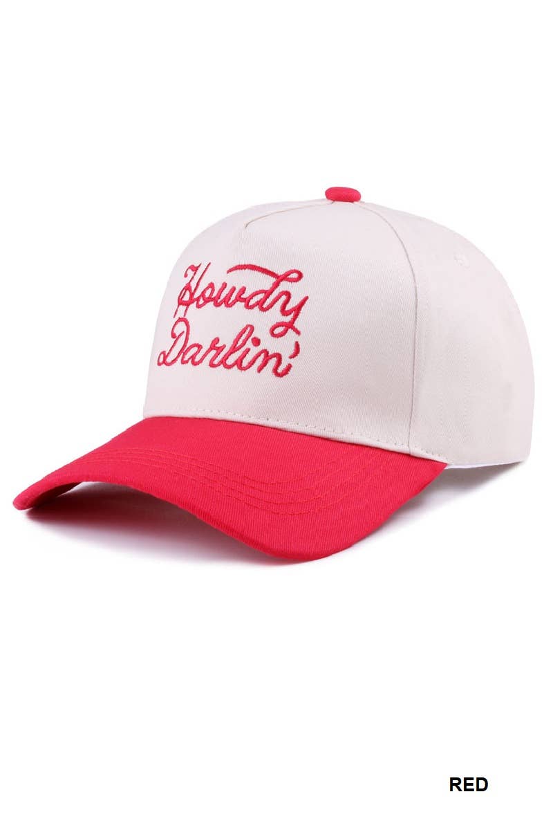`Howdy Darlin Two Tone Canvas Cotton Cap Zenana : COW/ OS