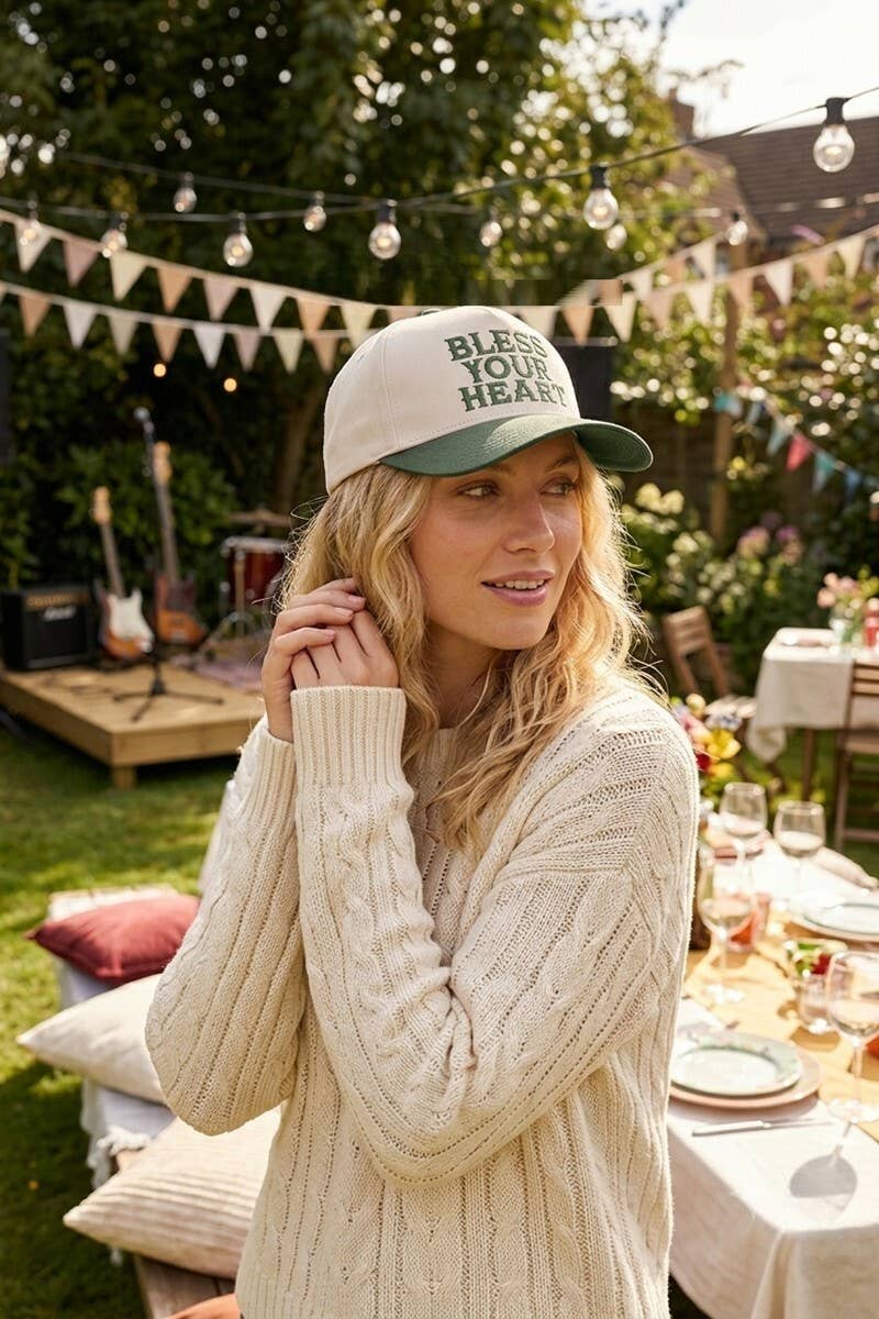 Bless Your Heart Two Tone Canvas Cotton Cap Zenana .: FLORAL / OS