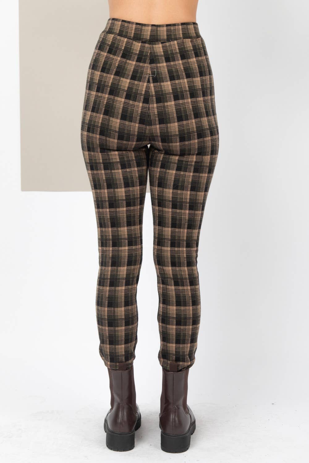 Print Leggings Fit Stretchy Knit Pants: OLIVE MIX / S-M-L
