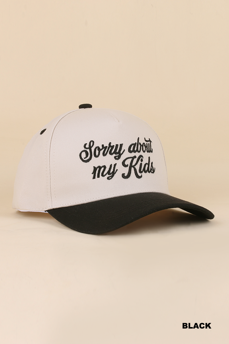 Zenana Sorry About My Kids Two Tone Snapback Hat: COW/ OS