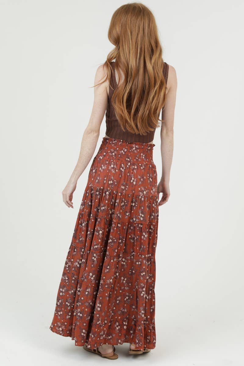 Autumn Romance Tiered Maxi Skirt  Sizes Sm-Lg