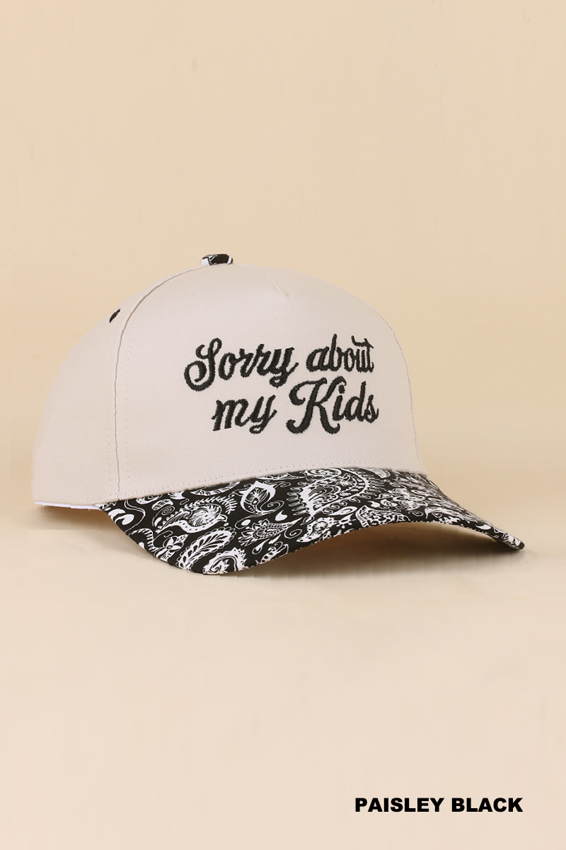 Zenana Sorry About My Kids Two Tone Snapback Hat: COW/ OS