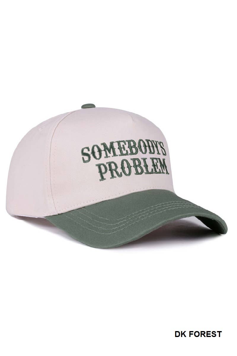 Zenana Somebody's Problem TwoTone Canvas Cotton Cap: COW / OS