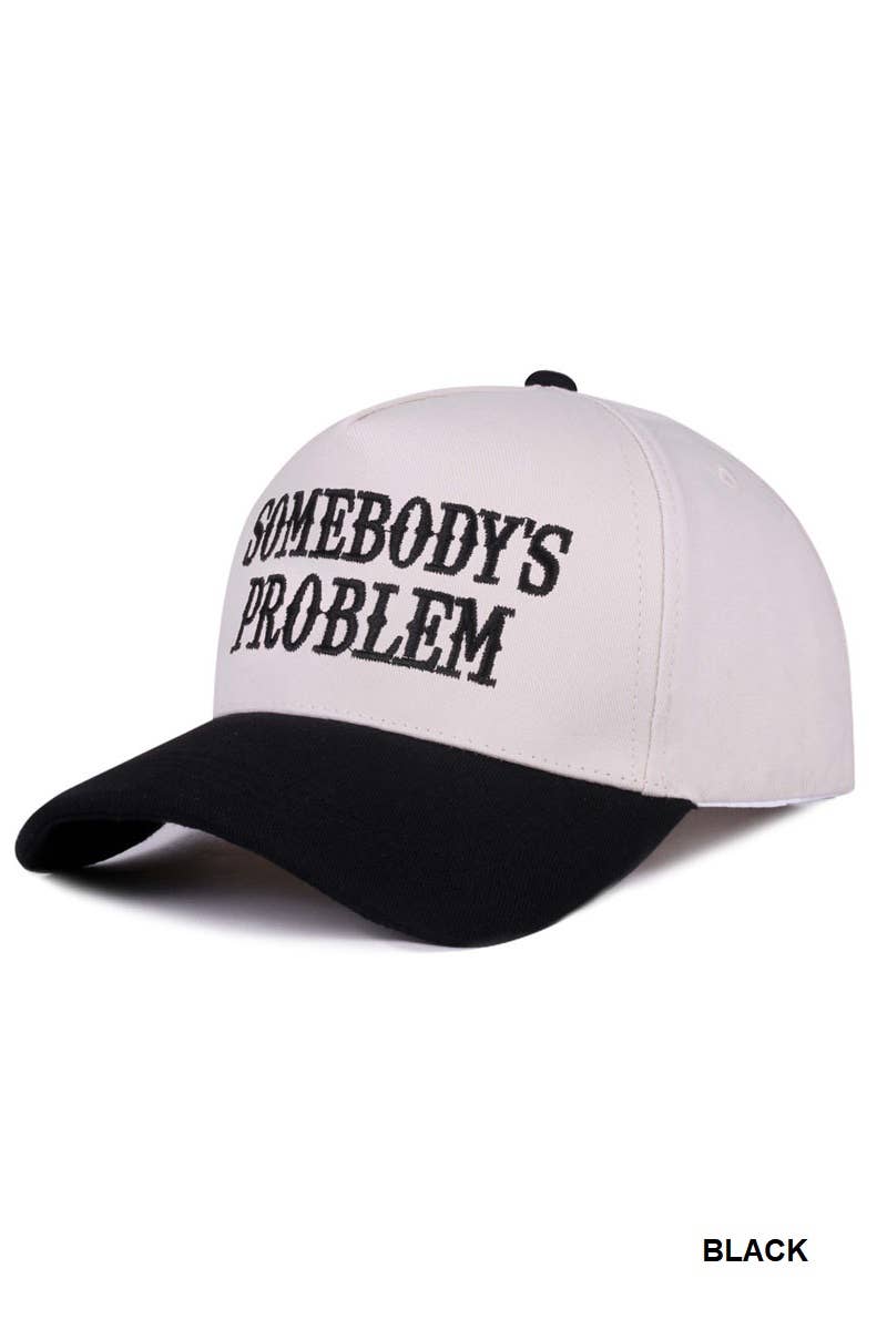 Zenana Somebody's Problem TwoTone Canvas Cotton Cap: COW / OS