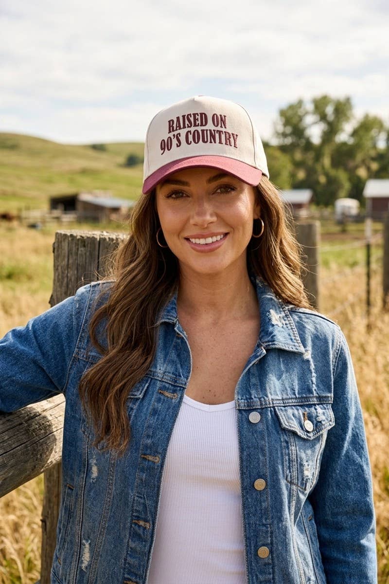 Zenana Raised On 90's Country Two Tone Snapback Hat Zenana : COW- / OS