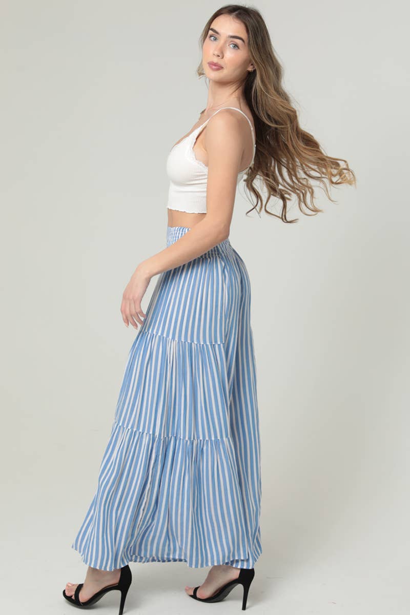 Free Spirit Striped Wide Leg Pants Smocked Waist  Sizes Sm-Lg