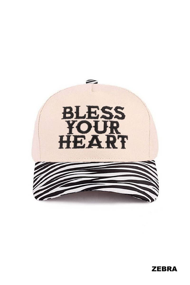 Bless Your Heart Two Tone Canvas Cotton Cap Zenana .: FLORAL / OS