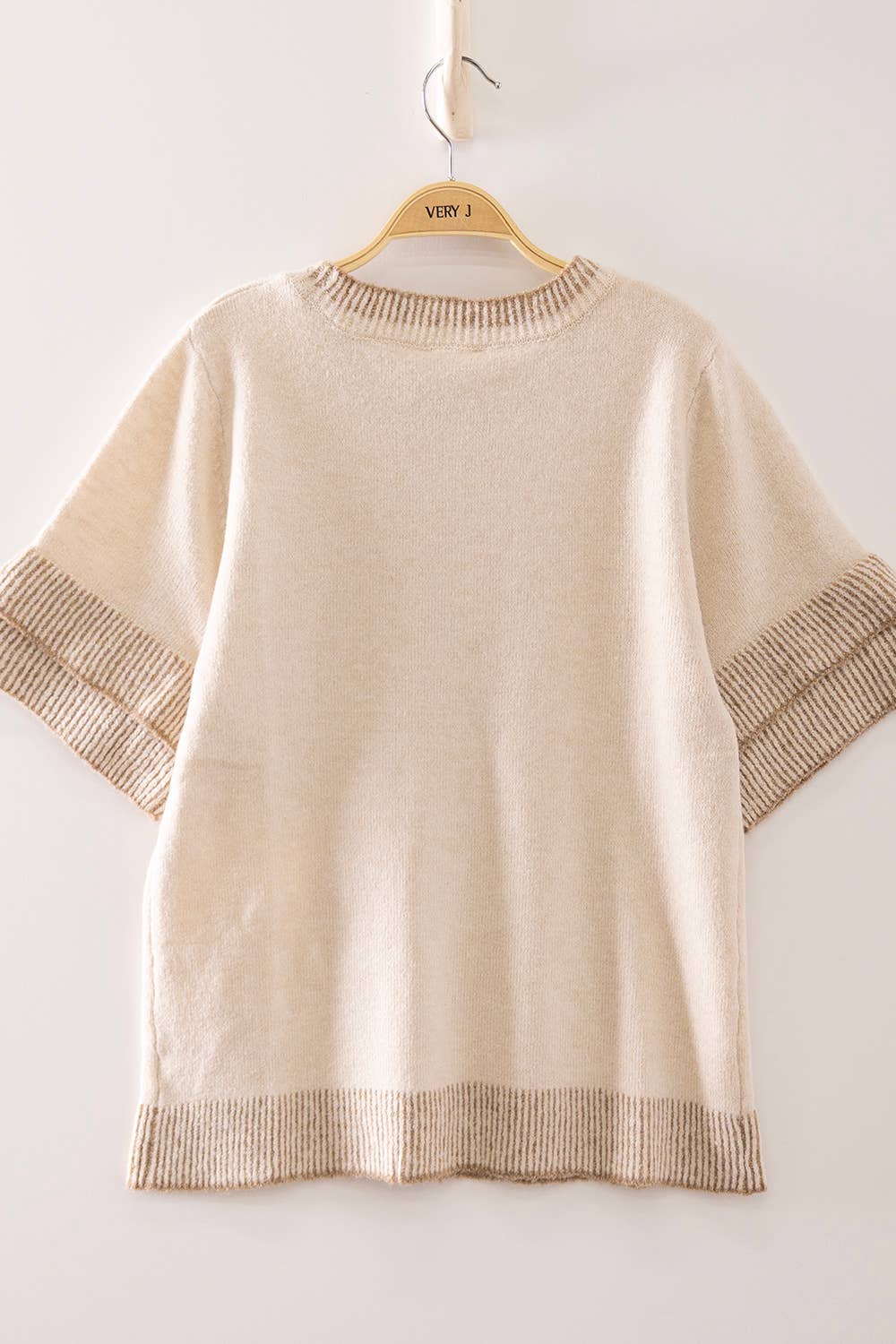 Soft Touch Contrast Rib Knit Top - Small-Large