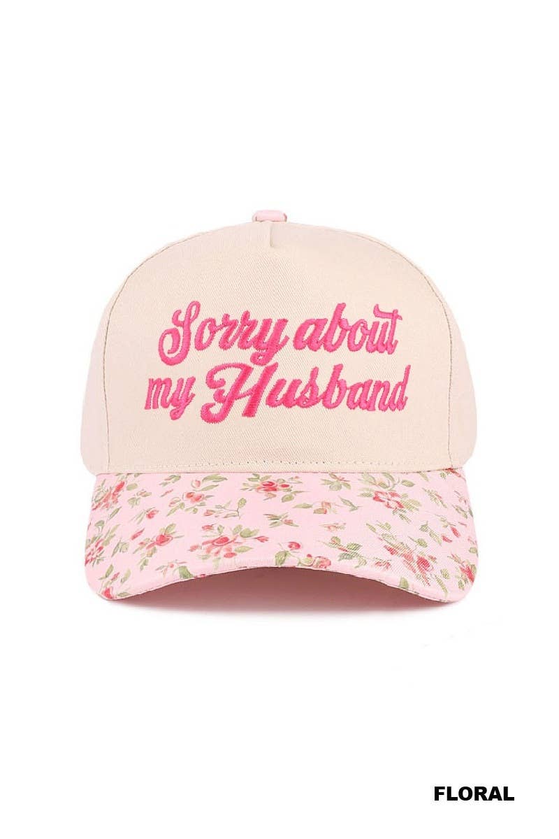 Sorry About My Husband Two Tone Canvas Cotton Cap  Zenana : COW/ OS