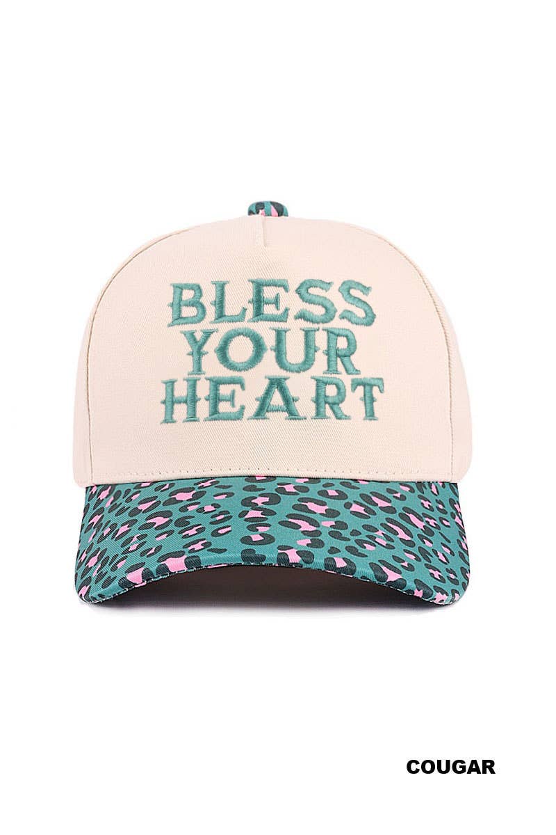 Bless Your Heart Two Tone Canvas Cotton Cap Zenana .: FLORAL / OS