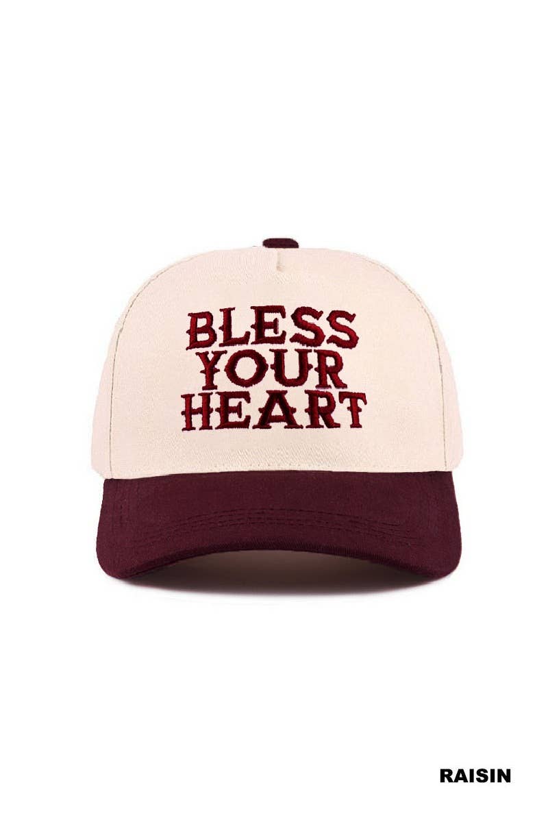 Bless Your Heart Two Tone Canvas Cotton Cap Zenana .: FLORAL / OS