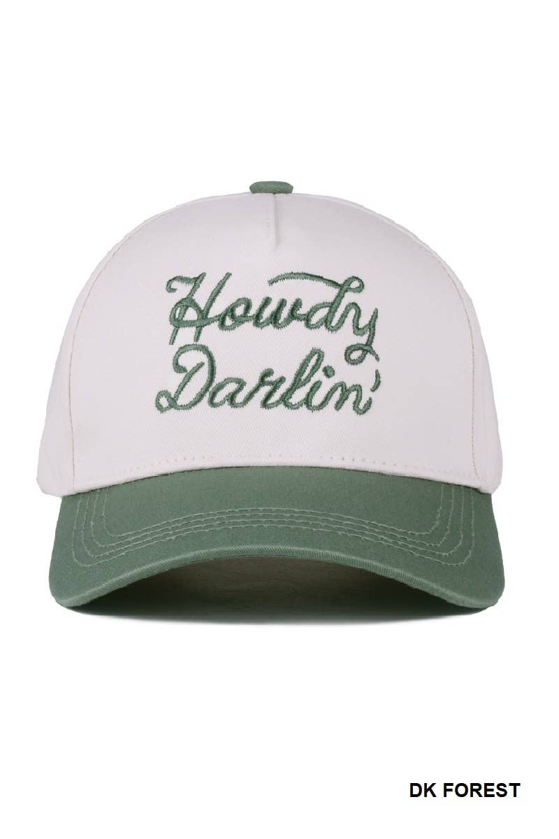 `Howdy Darlin Two Tone Canvas Cotton Cap Zenana : COW/ OS