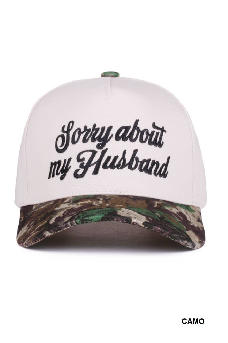 Sorry About My Husband Two Tone Canvas Cotton Cap  Zenana : COW/ OS