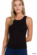 Premium Rayon Double Layered Tank Top - Zenana: BLACK