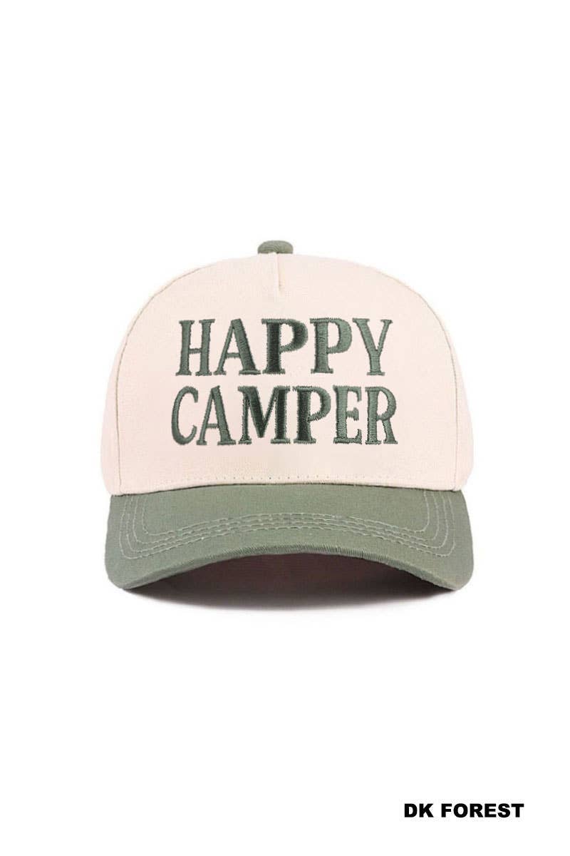 Zenana Happy Camper Two Tone Cotton Hat: CAMO/ OS