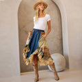 Young Threads: Western Boho Chic: Patchwork Midi Skirt : DENIM / Sizes Small - XL