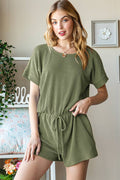 ROMPER: RIBBED OLIVE / SUMMER SALE - Sizes 1X-2X-3X ONLY!!
