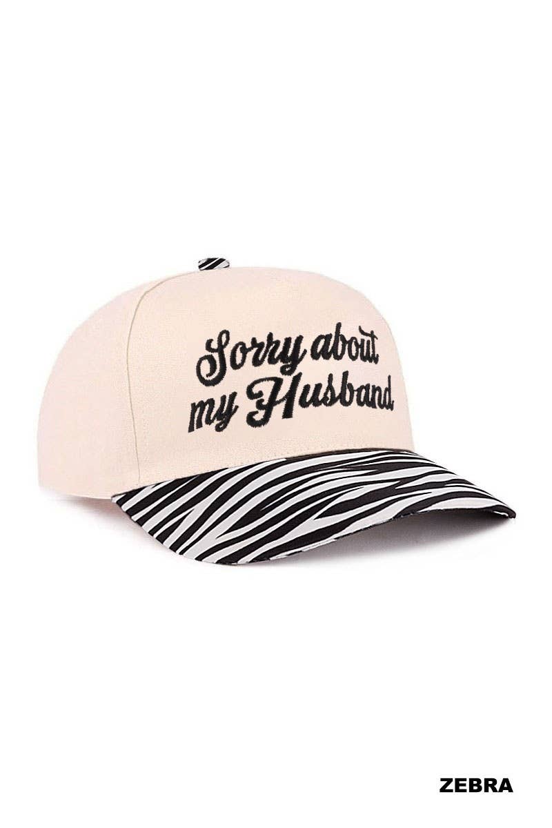 Sorry About My Husband Two Tone Canvas Cotton Cap  Zenana : COW/ OS