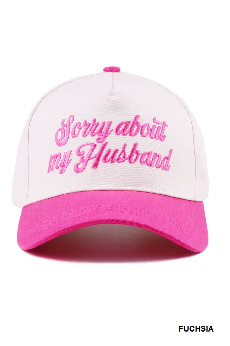 Sorry About My Husband Two Tone Canvas Cotton Cap  Zenana : COW/ OS
