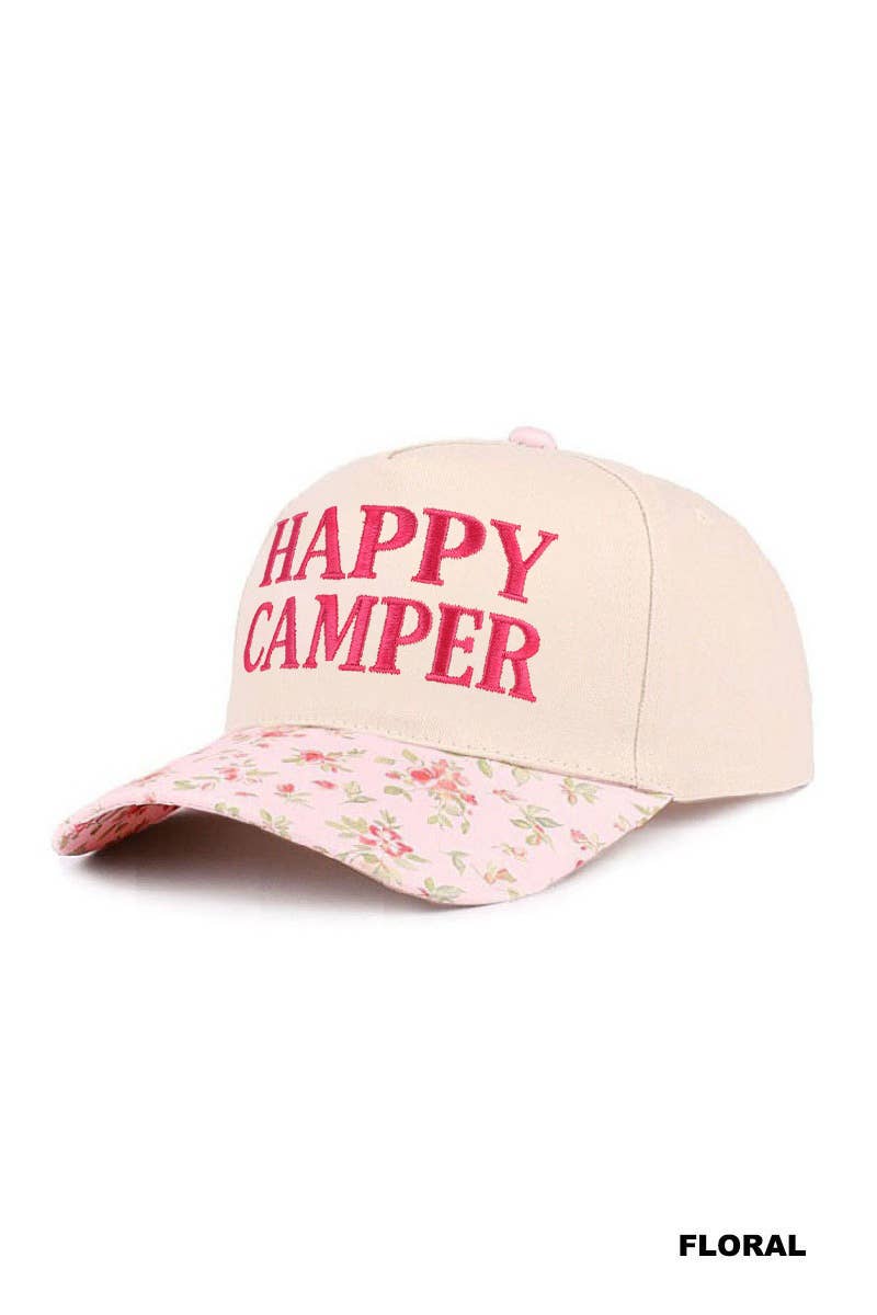 Zenana Happy Camper Two Tone Cotton Hat: CAMO/ OS