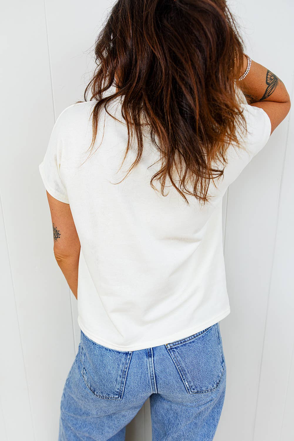 Leopard Bow Embroidered Cotton T Shirt : White / S - 3X