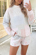 Floral Quilted Long Sleeve Two Piece Set with Shorts S-XL