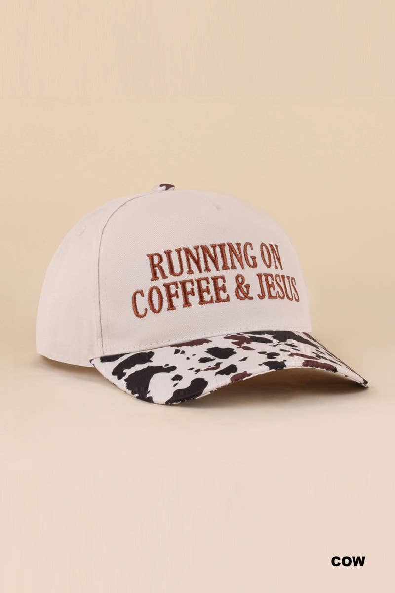 Zenana Running on Coffee & Jesus Two Tone Cotton Hat: DK FOREST / OS
