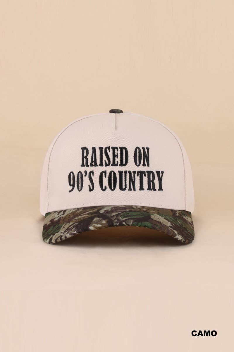 Zenana Raised On 90's Country Two Tone Snapback Hat Zenana : COW- / OS