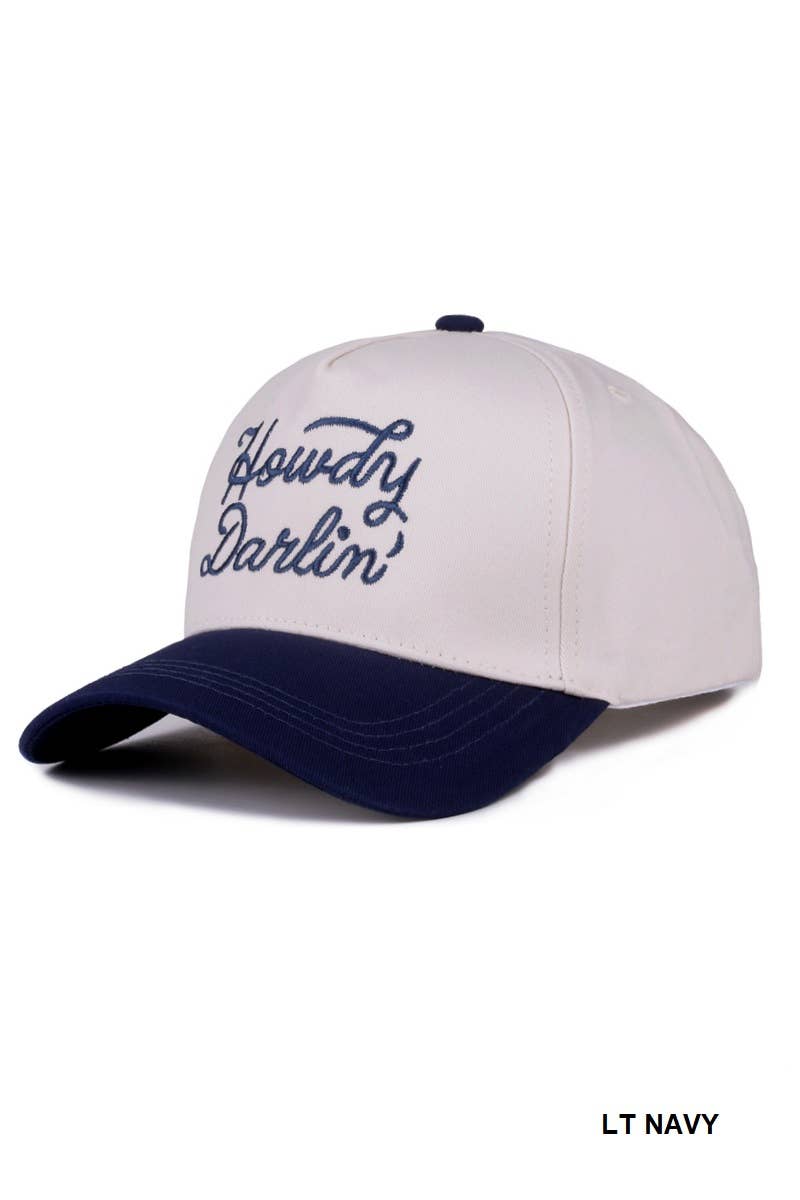`Howdy Darlin Two Tone Canvas Cotton Cap Zenana : COW/ OS