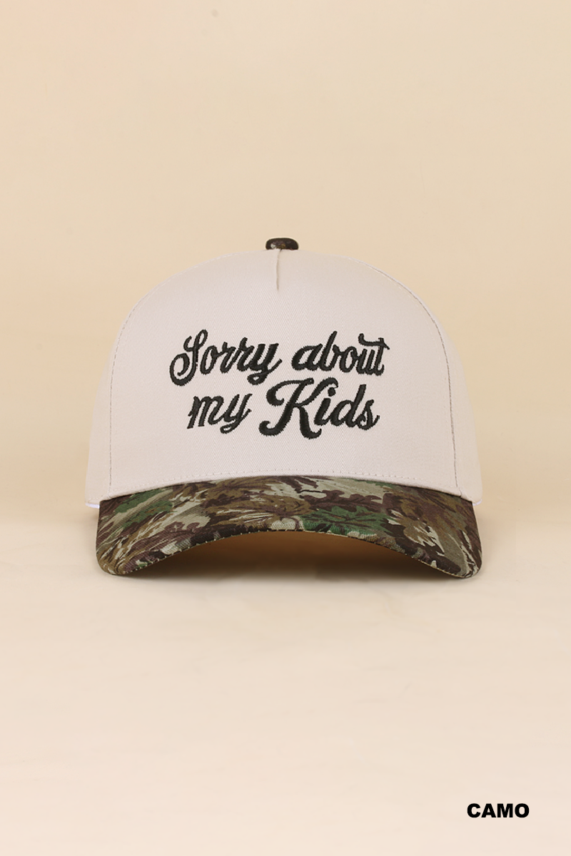 Zenana Sorry About My Kids Two Tone Snapback Hat: COW/ OS