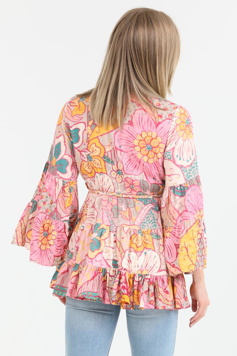 Free Spirit Floral Ruffle Top Sizes Sm-Lg