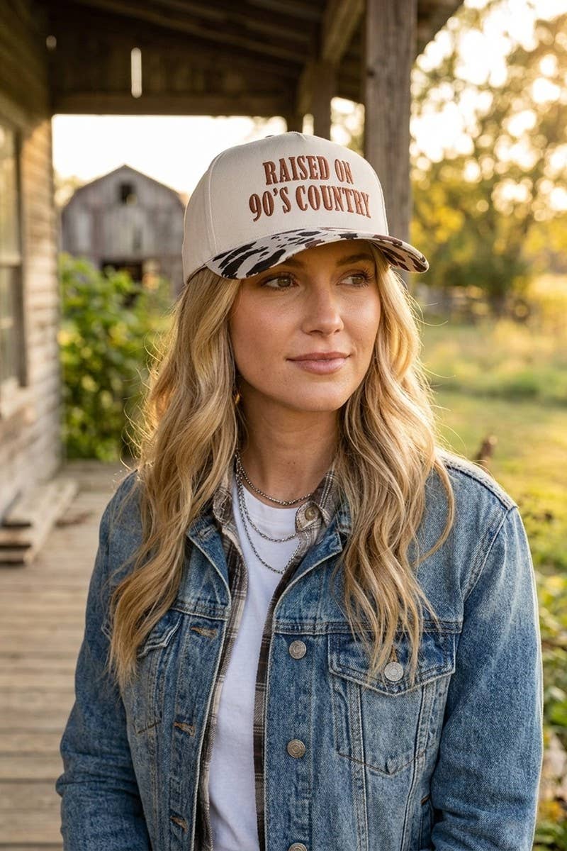 Zenana Raised On 90's Country Two Tone Snapback Hat Zenana : COW- / OS