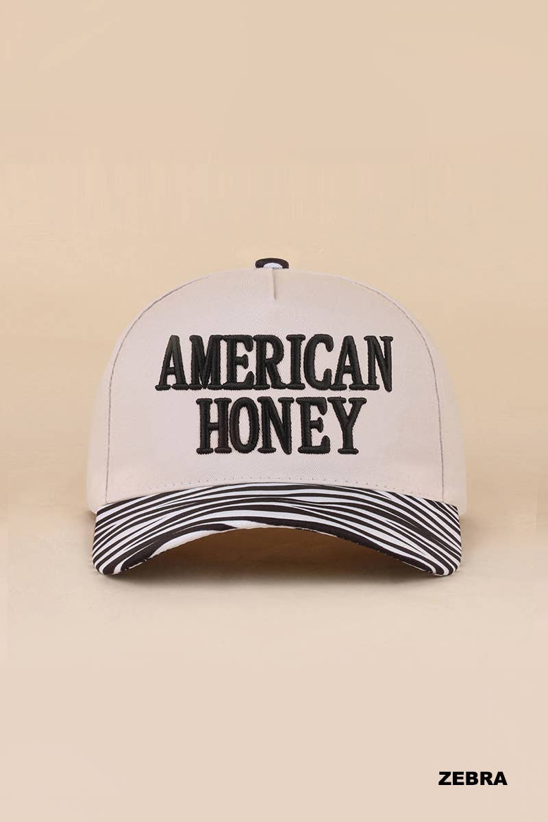 American Honey Two Tone Canvas Cotton Cap  Zenana : CAMO/ OS