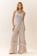 Striped Maxi Pants: Taupe Combo - Sizes Small - 3X