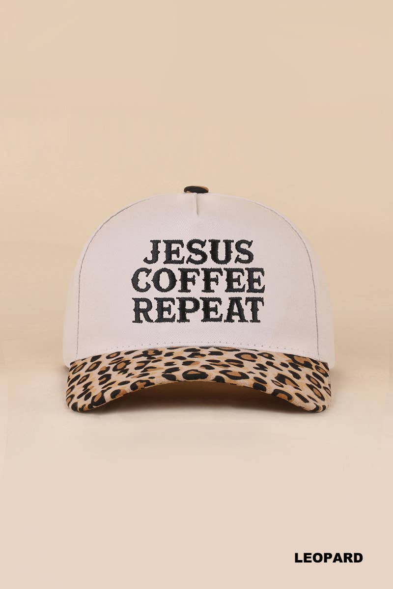 Zenana Running on Coffee & Jesus Two Tone Cotton Hat: DK FOREST / OS