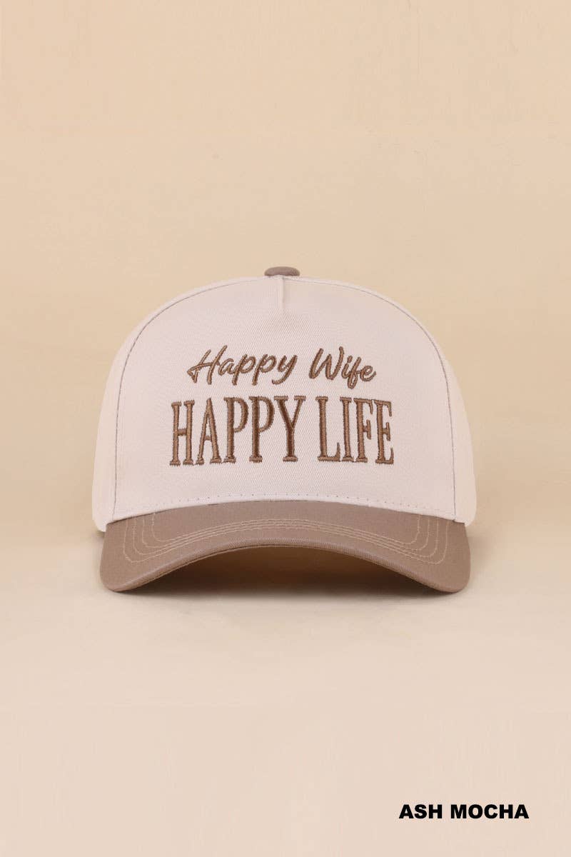 Zenana Happy Wife, Happy Life Two Tone Snapback Hat: FLORAL / OS