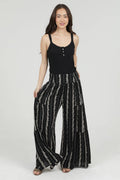 Midnight Wanderer Floral Printed Wide Leg Pants Sizes Sm-Lg