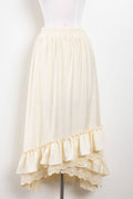 Ruffle Hem Lace Trim Midi Skirt: NATURAL / S-M-L/