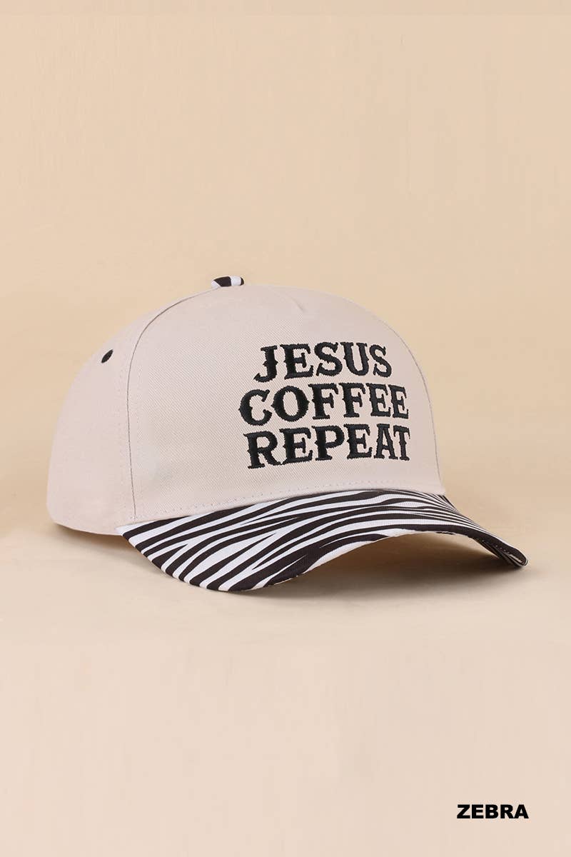 Zenana Running on Coffee & Jesus Two Tone Cotton Hat: DK FOREST / OS