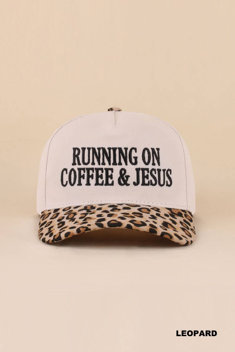 Zenana Running on Coffee & Jesus Two Tone Cotton Hat: DK FOREST / OS