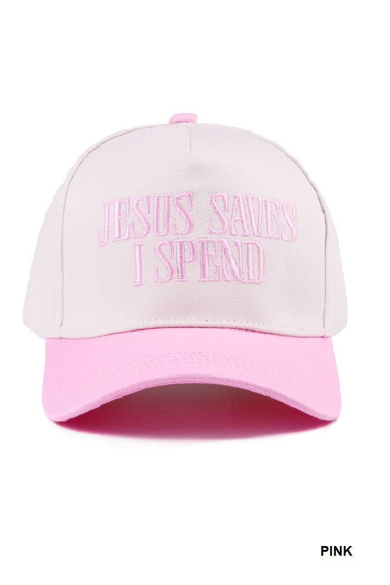 `Jesus Saves I Spend Two Tone Canvas Cotton Cap  Zenana : COUGAR / OS
