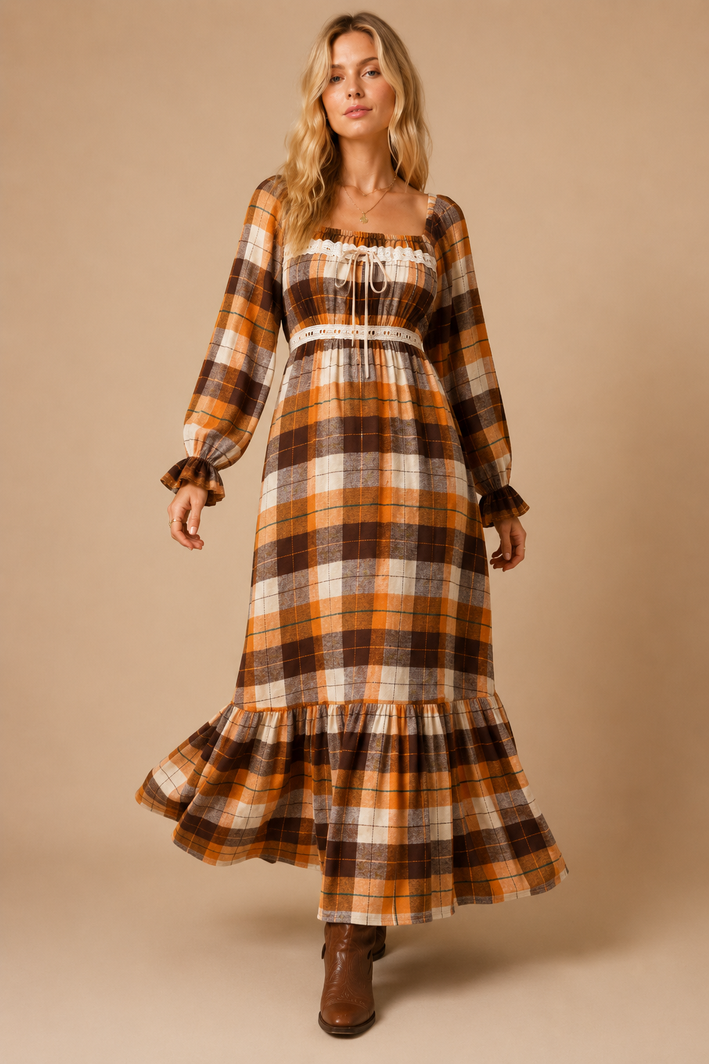 Autumn Vintage Love Plaid Flannel Maxi Dress - Sizes Small - 3X