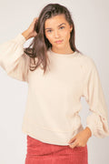 Casual Oversized Cutout Knit Top: CREAM