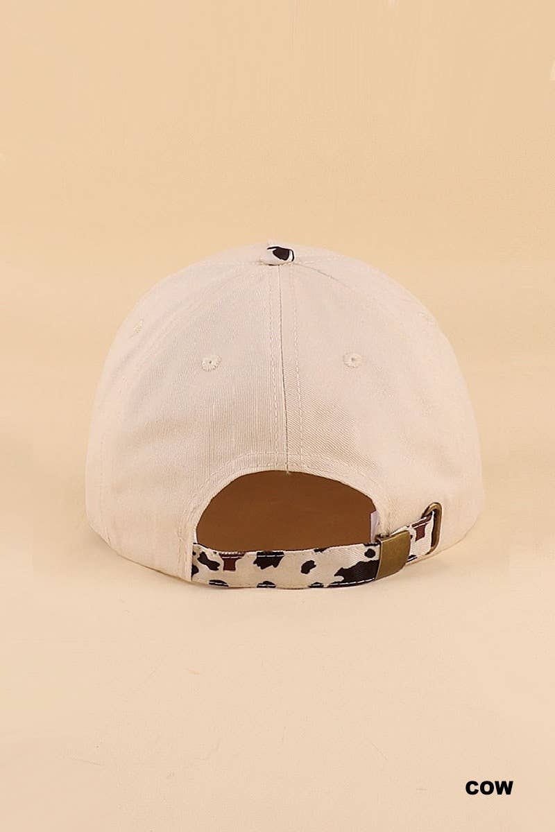 `Howdy Darlin Two Tone Canvas Cotton Cap Zenana : COW/ OS