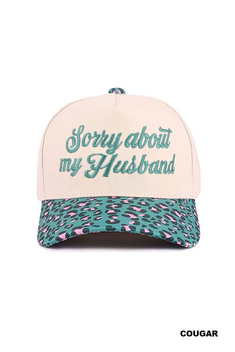 Sorry About My Husband Two Tone Canvas Cotton Cap  Zenana : COW/ OS